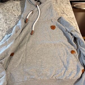 Wanakome Light Gray Hoodie with Brown Accents